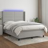 vidaXL Boxspringbett mit Matratze & LED Hellgrau 140x190 cm Stoff