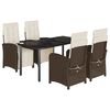 vidaXL 5-tlg. Garten-Essgruppe mit Kissen Braun Poly Rattan