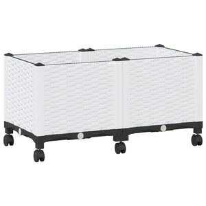 vidaXL Gartenpflanzer mit R&auml;dern Wei&szlig; 80 x 40 x 48 cm PP
