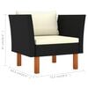 vidaXL 7-tlg. Garten-Lounge-Set Poly Rattan Eukalyptusholz Schwarz