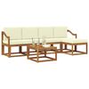 vidaXL Outdoor-Sofagarnitur 6 pcs Natur und Creme Massivholz Akazie