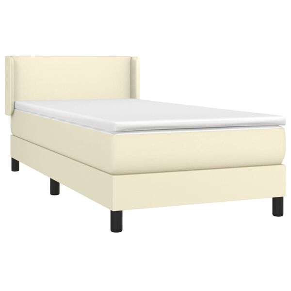 vidaXL Boxspringbett mit Matratze Creme 100x200 cm Kunstleder