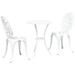 vidaXL Garten Bistro Set 3 pcs Wei&szlig; Aluminium