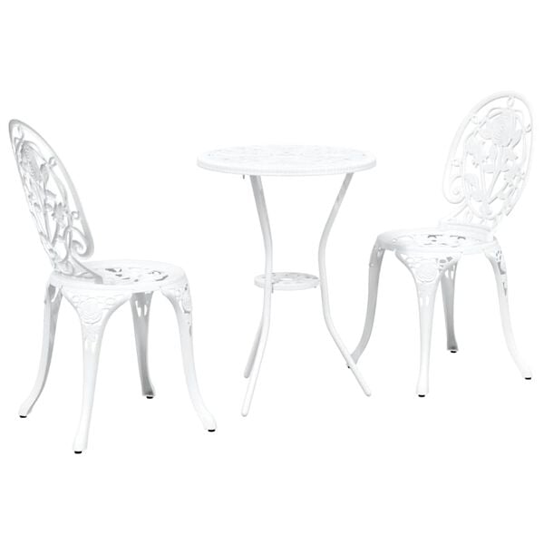 vidaXL Garten Bistro Set 3 pcs Wei&szlig; Aluminium