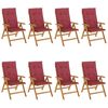 vidaXL Klappst&uuml;hle Verstellbar mit Auflagen 8 Stk. Massivholz Teak