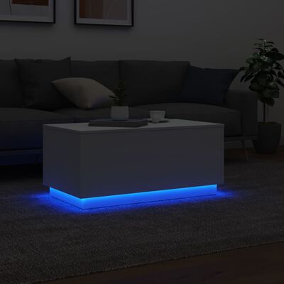vidaXL Couchtisch mit LED-Leuchten Weiß 90x50x40 cm