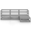 vidaXL 4-tlg. Garten-Lounge-Set Grau Massivholz Kiefer