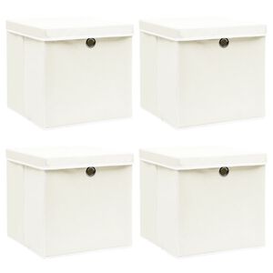 vidaXL Aufbewahrungsboxen mit Deckeln 4 Stk. Wei&szlig; 32x32x32 cm Stoff