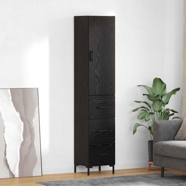 vidaXL Highboard Schwarz Eichen-Optik 34,5 x 34 x 180 cm Holzwerkstoff