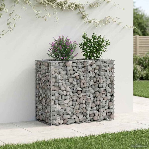 vidaXL Gabionen Hochbeet Silber 90 x 50 x 80 cm Verzinkter Stahl