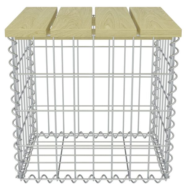vidaXL Gabionen-Hocker 40x40x45 cm Verzinkter Stahl und Kiefernholz