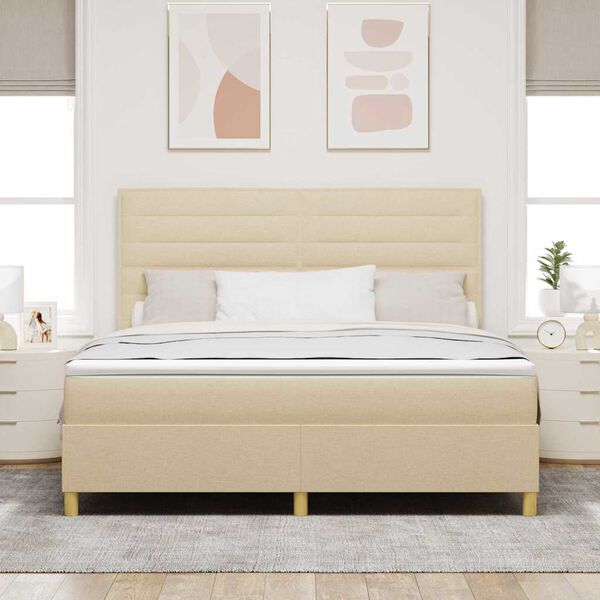 vidaXL Boxspringbett mit Matratze Creme 180 x 200 cm Stoff