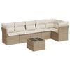 vidaXL 7-tlg. Garten-Sofagarnitur mit Kissen Beige Poly Rattan