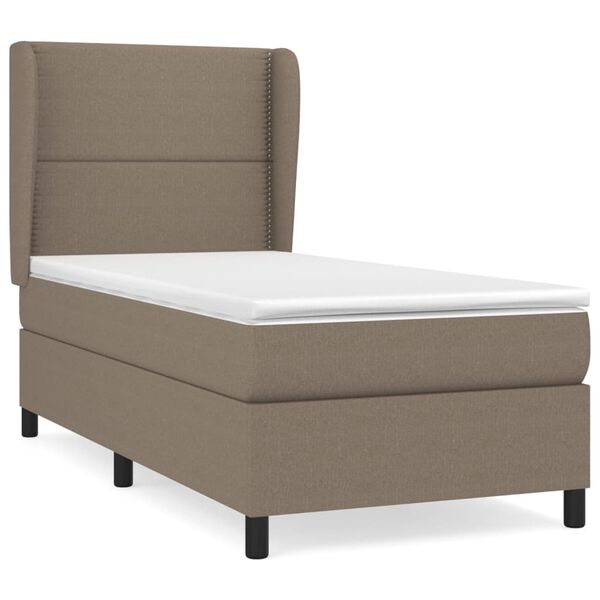 vidaXL Boxspringbett mit Matratze Taupe 90x190 cm Stoff