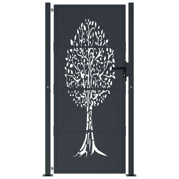 vidaXL Gartentor Anthrazit 100x200 cm Stahl Baum-Design