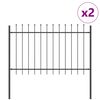 vidaXL Gartenzaun 2 pcs Grau 3,4 x 1 m Pulverbeschichteter Stahl