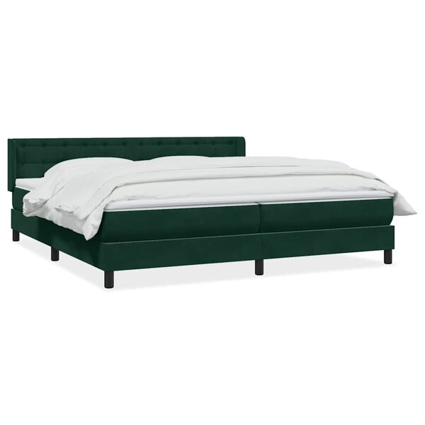 vidaXL Boxspringbett mit Matratze Dunkelgr&uuml;n 180x220 cm Samt