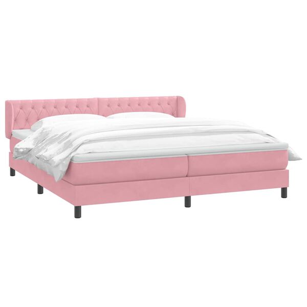 vidaXL Boxspringbett mit Matratzen Rosa 180x210 cm Samt