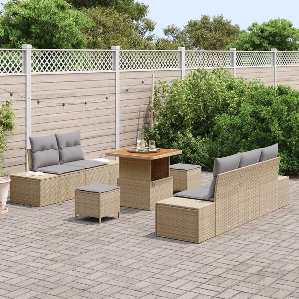 vidaXL Gartensofa-set mit Kissen 8 pcs Beige Poly-Rattan