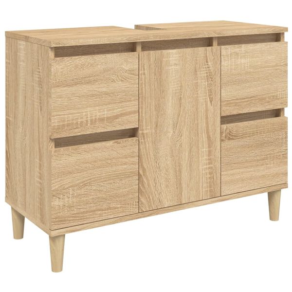 vidaXL Waschbeckenunterschrank Sonoma-Eiche 80x33x60 cm Holzwerkstoff