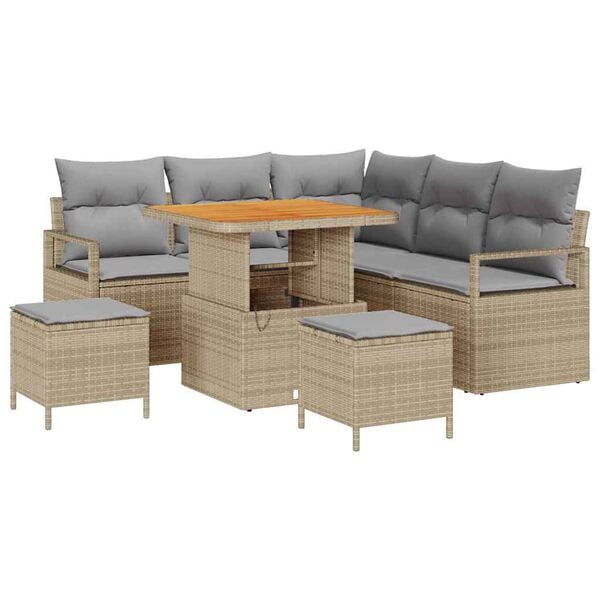vidaXL Gartensofa-set mit Kissen 8 pcs Beige Poly-Rattan