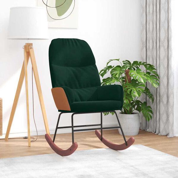 vidaXL Schaukelstuhl Dunkelgr&uuml;n Samt