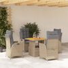vidaXL 5-tlg. Garten-Essgruppe mit Kissen Beige Poly Rattan