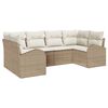 vidaXL Gartensofa-set mit Kissen 6 pcs Beige Poly Rattan
