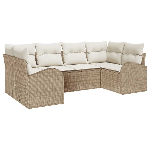 vidaXL Gartensofa-set mit Kissen 6 pcs Beige Poly Rattan