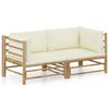 vidaXL 2-tlg. Garten-Lounge-Set mit Cremewei&szlig;en Kissen Bambus