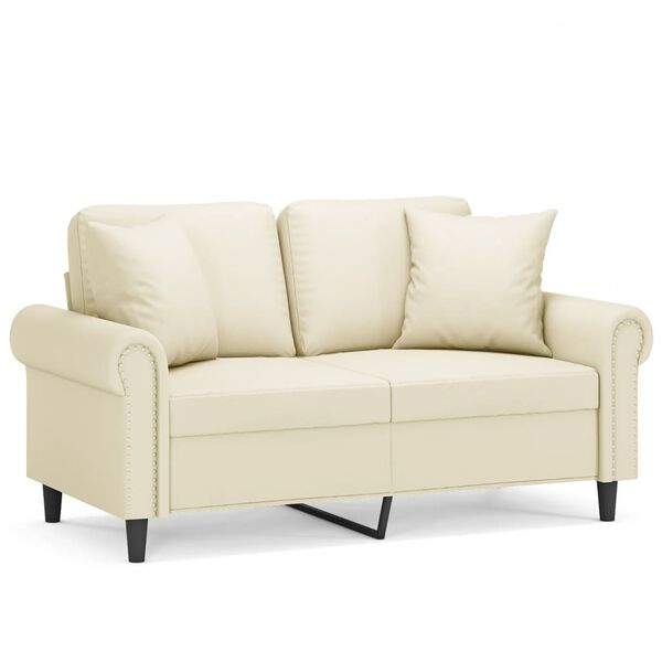 vidaXL 2-Sitzer-Sofa mit Zierkissen Creme 120 cm Kunstleder