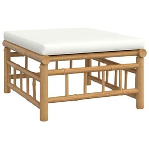 vidaXL Gartenhocker mit Cremewei&szlig;em Kissen Bambus