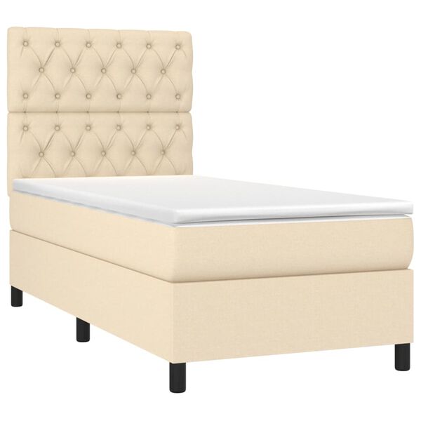 vidaXL Boxspringbett mit Matratze & LED Creme 80x200 cm Stoff