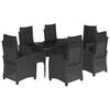 vidaXL 7-tlg. Garten-Essgruppe mit Kissen Schwarz Poly Rattan