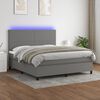 vidaXL Boxspringbett mit Matratze & LED Dunkelgrau 180x200 cm Stoff