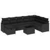 vidaXL Garten-Sofa-Set mit Kissen 9 pcs Schwarz Poly Rattan