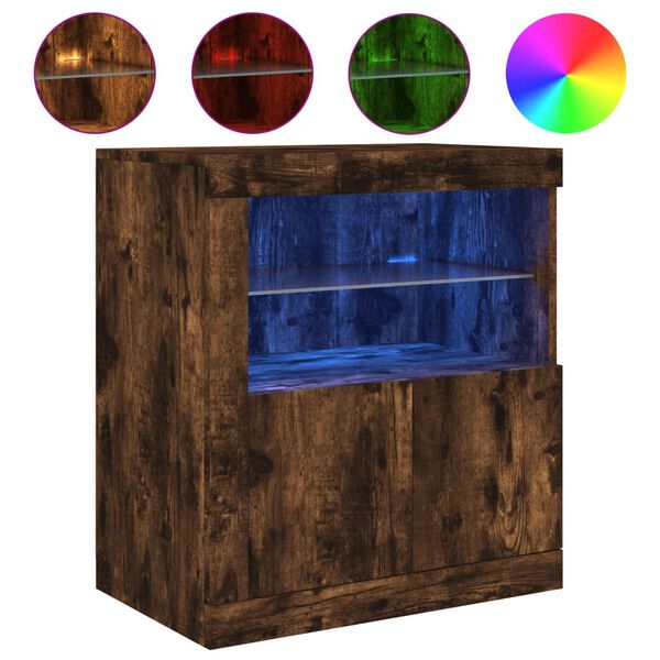 vidaXL Sideboard mit LED-Leuchten R&auml;uchereiche 60,5x37x67 cm
