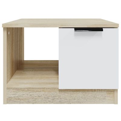 vidaXL Couchtisch Weiß und Sonoma-Eiche 50x50x36 cm Holzwerkstoff