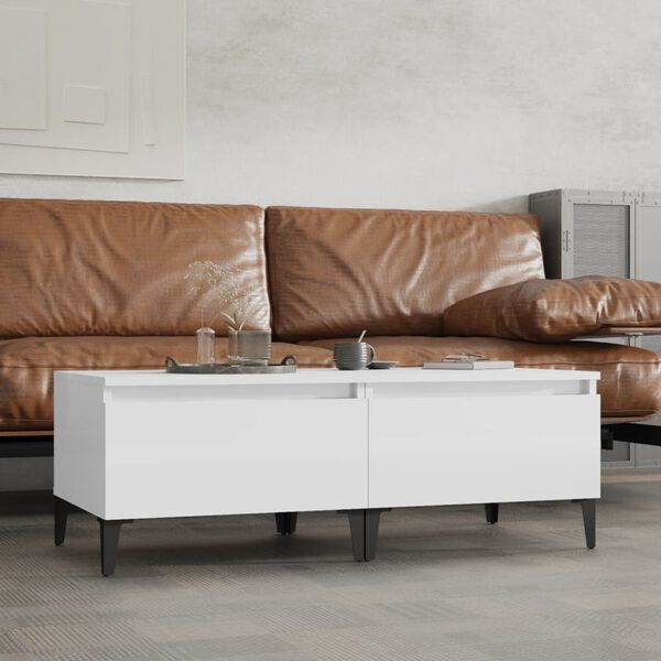 vidaXL Beistelltische 2 Stk. Hochglanz-Wei&szlig; 50x46x35 cm Holzwerkstoff