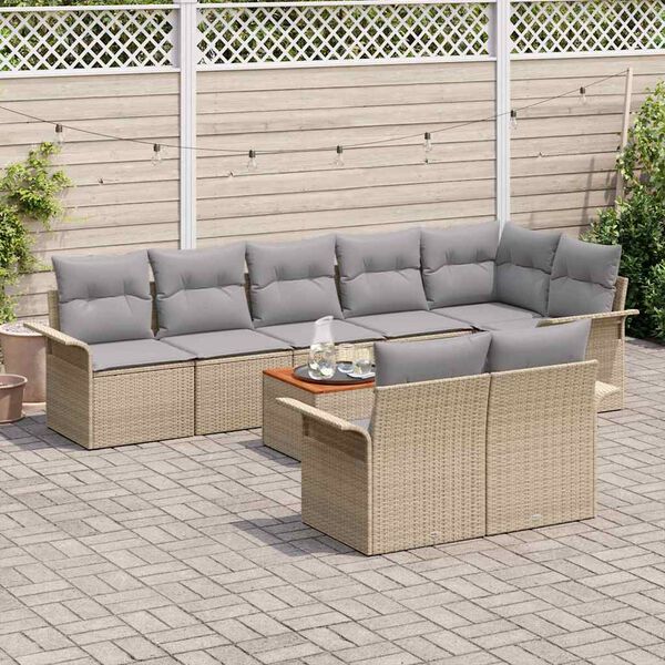 vidaXL Gartensofa-set 9 pcs Beige und Hellgrau Poly-Rattan