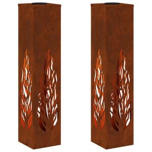 vidaXL Solar LED Weg Licht 2 stk. Warmes Wei&szlig; 18 x 18 x 80 cm