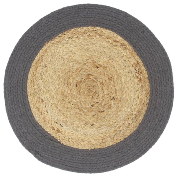 vidaXL Tischsets 6 Stk. Natur und Anthrazit 38 cm Jute und Baumwolle