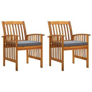 vidaXL Garten-Essst&uuml;hle 2 Stk. mit Kissen Massivholz Akazie