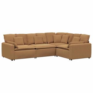 vidaXL Modulares Sofa mit Kissen Stoff in Lammwolloptik Beige