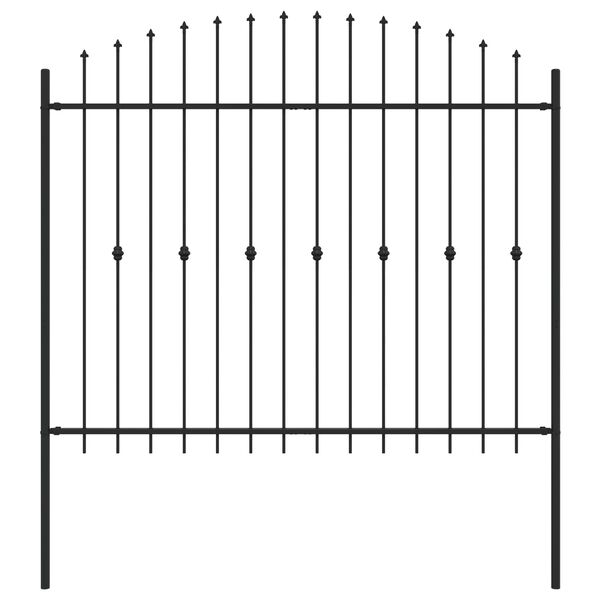 vidaXL Spie&szlig;zaun Schwarz 200 x 200 cm Pulverbeschichteter Stahl