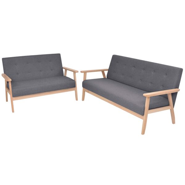 vidaXL Sofa-Set 2-tlg. Stoff Dunkelgrau