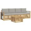 vidaXL Outdoor-Sofagarnitur 5 stk. Wei&szlig; und Hellgrau Polyester