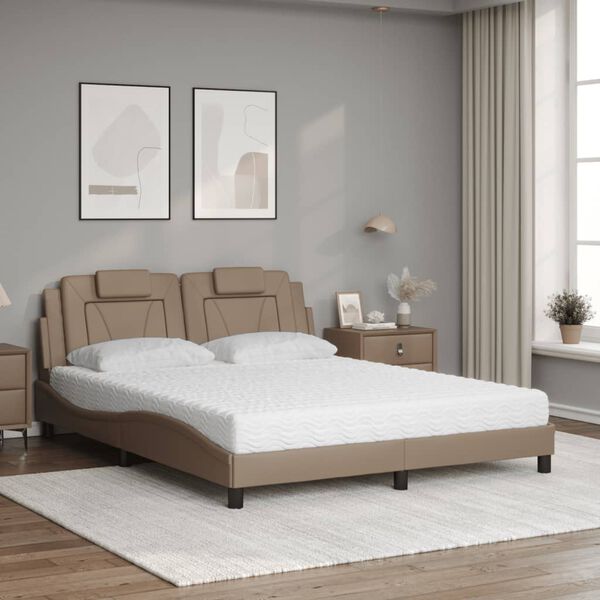 vidaXL Bett "Viana" mit Matratze Cappuccino-Braun 160x200 cm Kunstleder