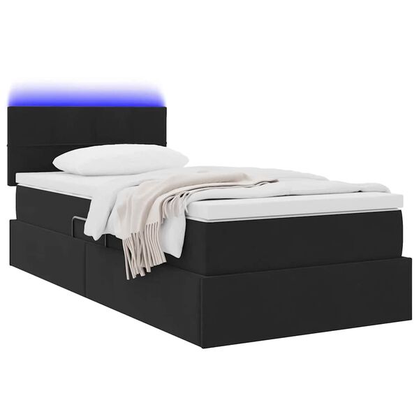 vidaXL Bett mit Stauraum und LED mit LED Schwarz 100 x 200 cm Samt