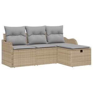 vidaXL Gartensofa-set mit Kissen 4 pcs Beige und Hellgrau Poly-Rattan
